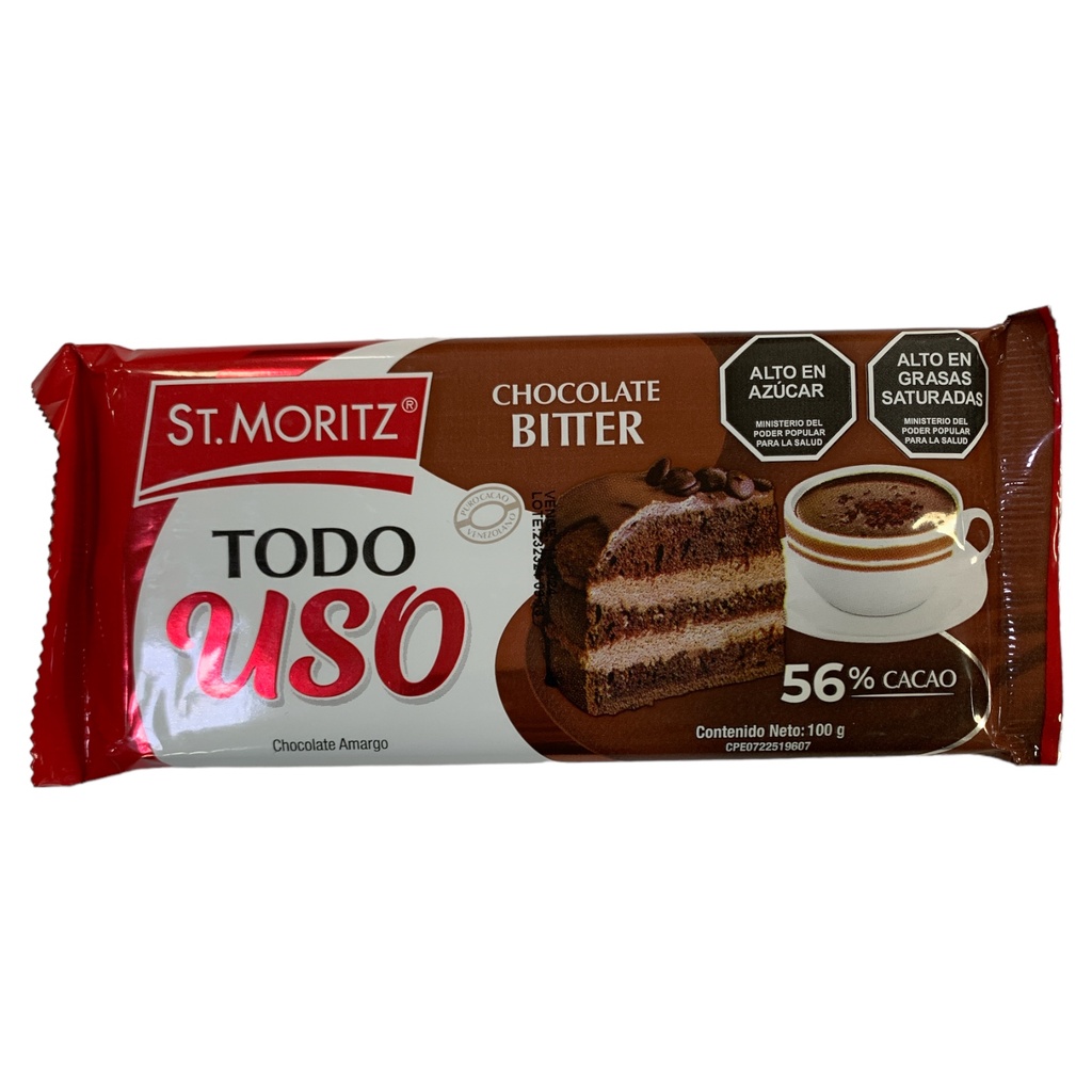 TODO USO CHOCOLATE BITTER ST MORITZ 100GR