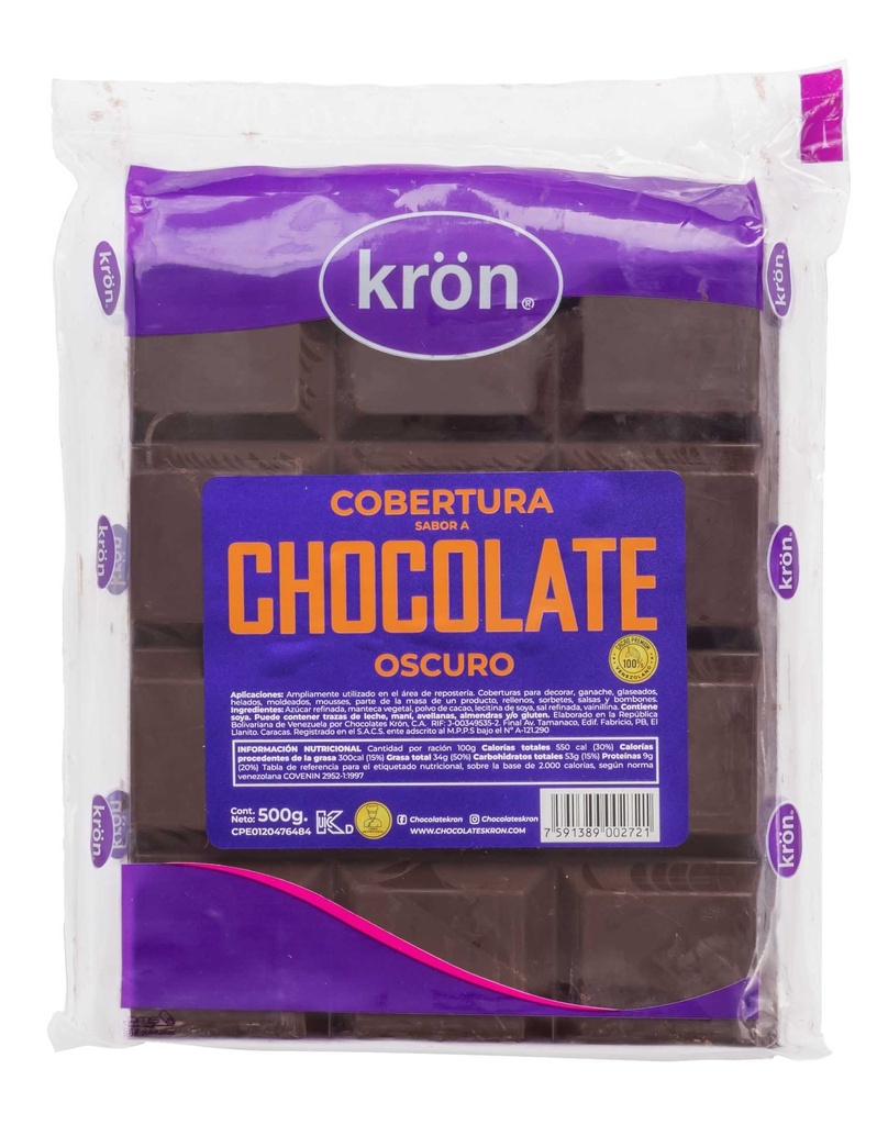 COBERTURA CHOCOLATE OSCURO 500 GR