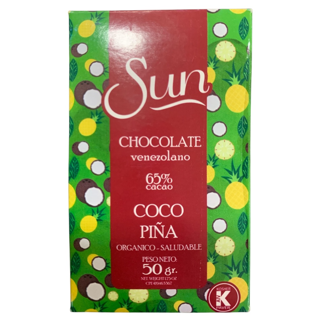 CHOCOLATE SUN COCO PIÑA 50 GR