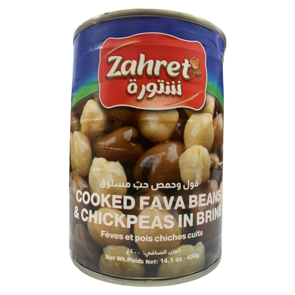 COOKED FAVA BEANS & CHICKPEAS IN BRINE ZAHRET 400GR