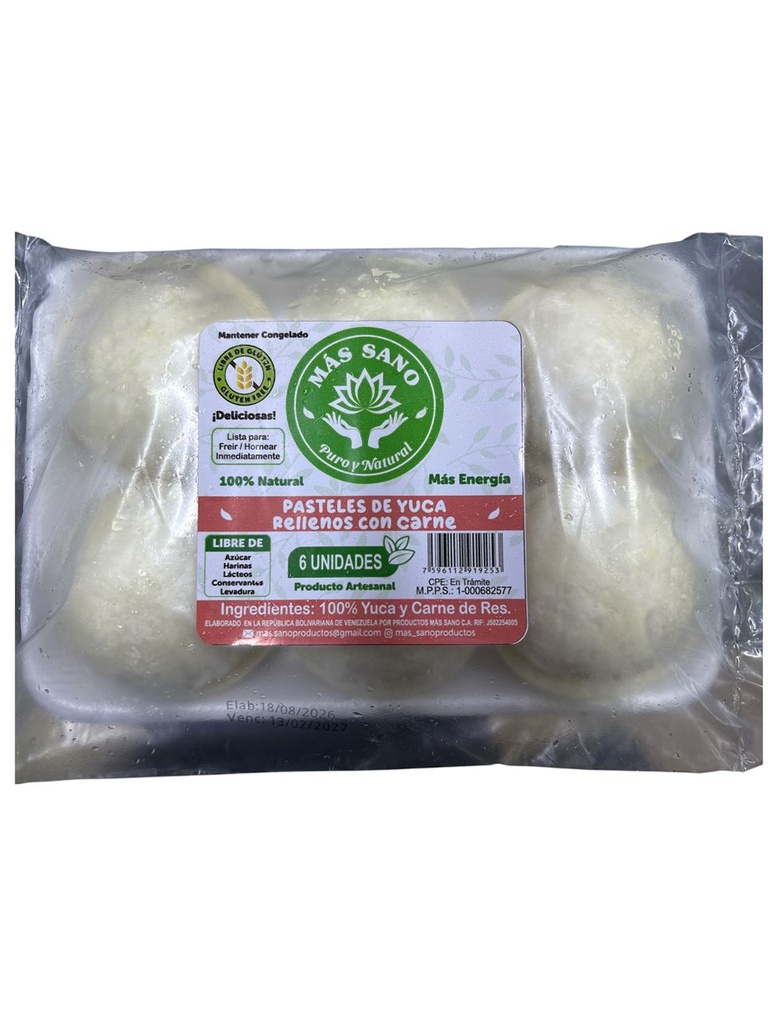 PASTELES DE YUCA CARNE MAS SANO 6 UND
