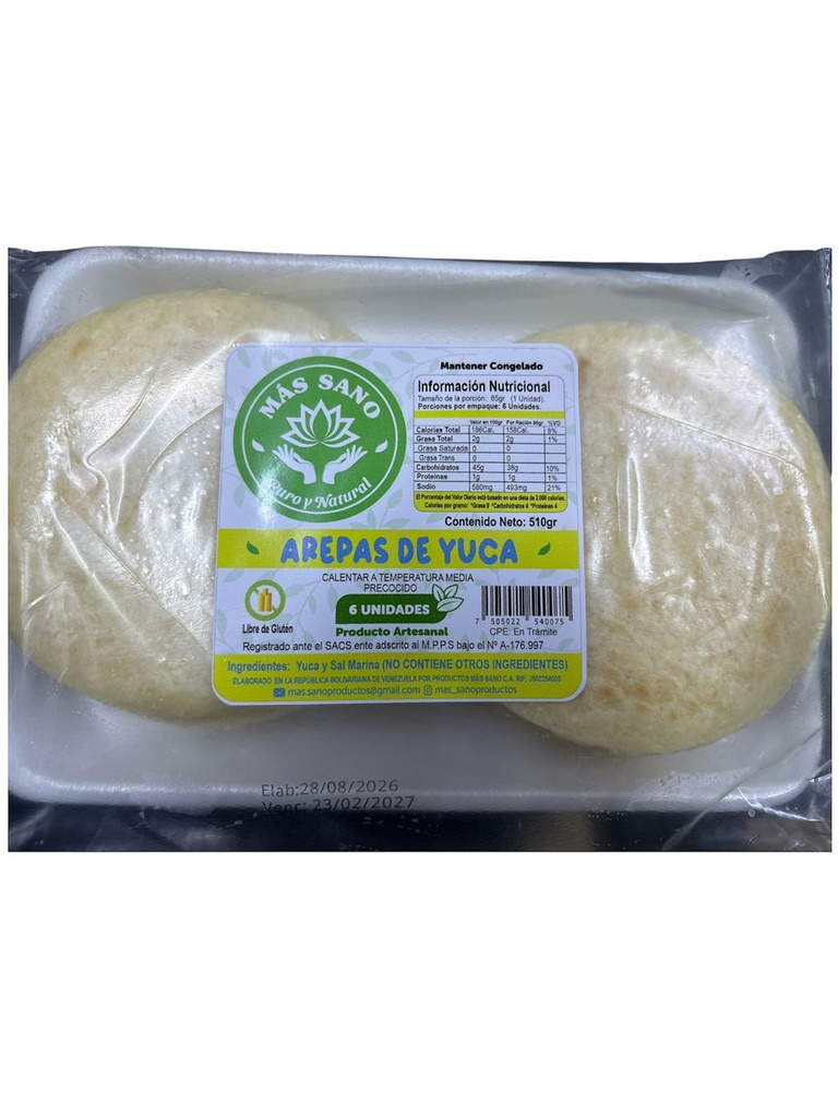 AREPAS DE YUCA MAS SANO 6 UND