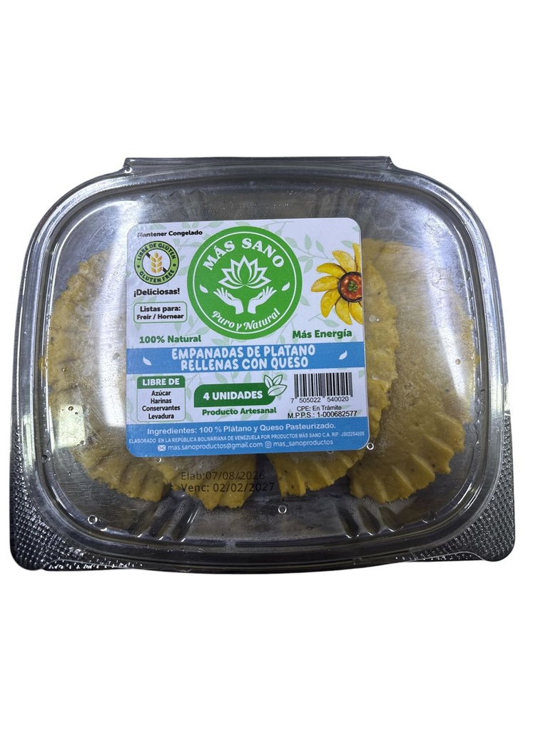EMPANADAS DE PLATANO RELLENAS CON QUESO MAS SANO 4 UND