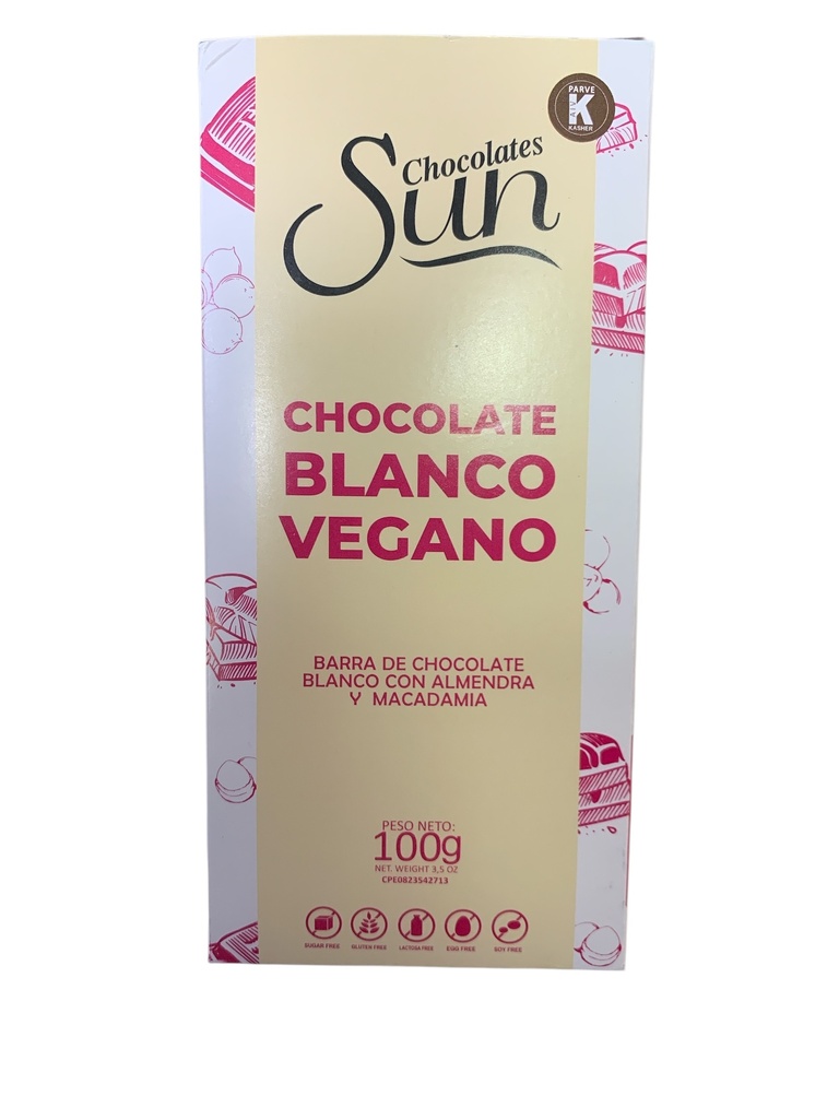 CHOCOLATE SUN BLANCO VEGAN 40% ALMENDRA Y MACADAMIA 100GR
