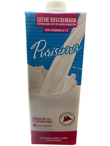 [K1335] LECHE DESCREMADA DESLACTOSADA PURISIMA 1L