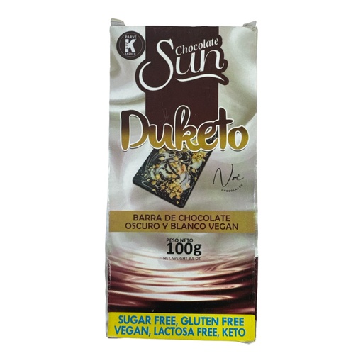[k0225] CHOCOLATE SUN DUKETO OSCURO Y BLANCO VEGAN 100GR