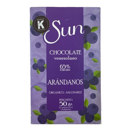 [K0239] CHOCOLATE SUN VENEZOLANO ARANDANOS 50 GR