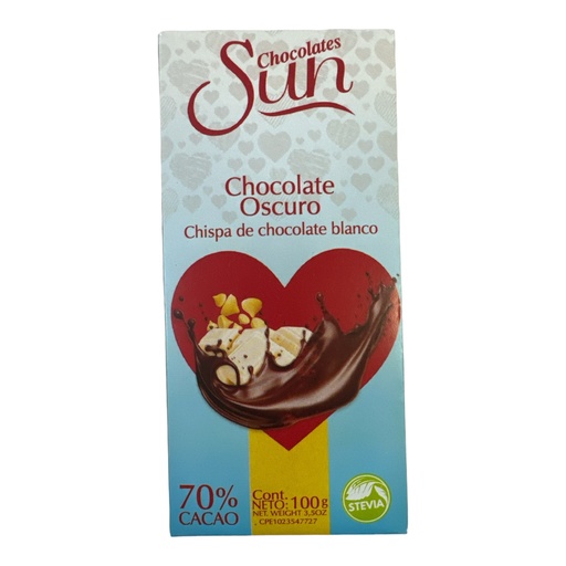 [k0235] CHOCOLATE SUN OSCURO CHISPA DE CHOCOLATE BLANCO 100 GR