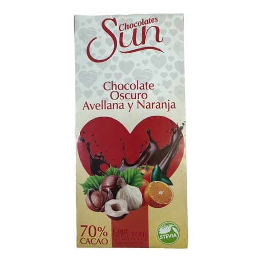 [k0234] CHOCOLATE SUN OSCURO AVELLANA Y NARANJA 100 GR