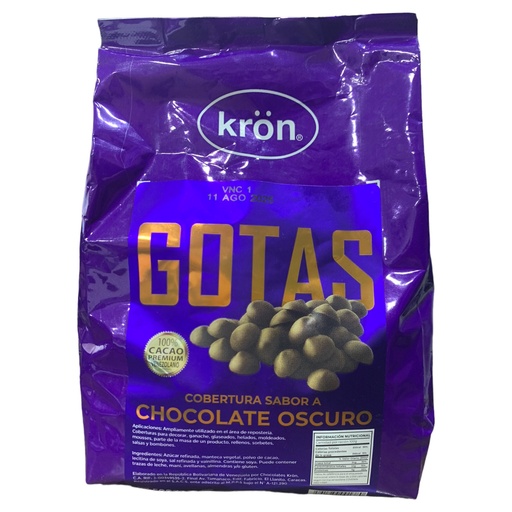 [K0409] GOTAS DE COBERTURA CHOCOLATE OSCURO KRON 500 GR