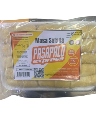 [K0356] TEQUEÑOS MASA SALADA PASAPALO EXPRESS 15UND