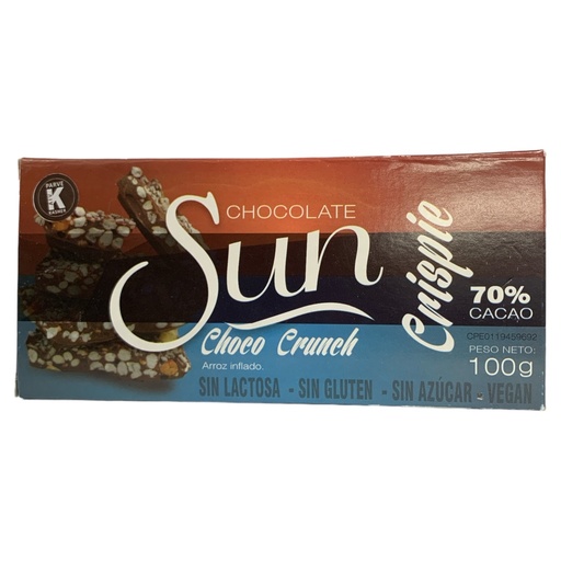 [K0798] CHOCOLATE SUN CHOCO CRUNCH CRISPIE 70% CACAO 100GR