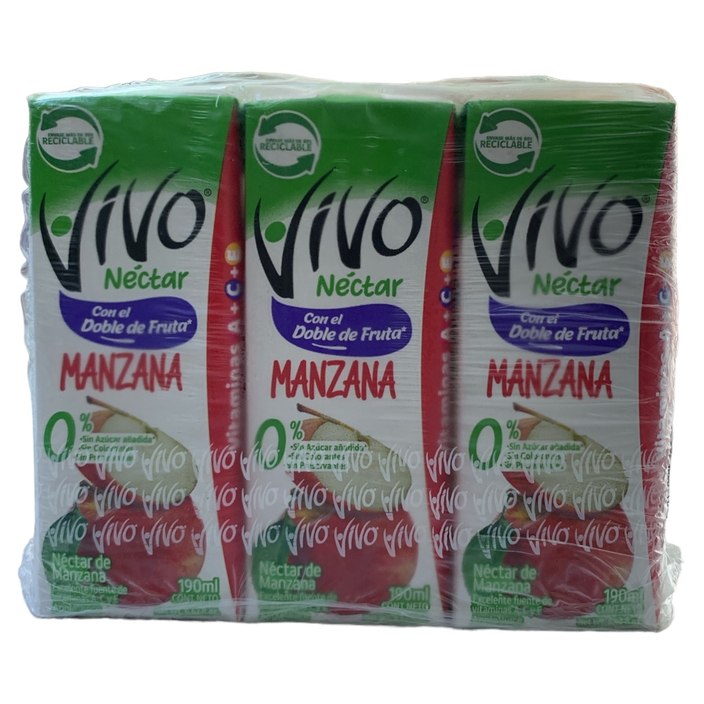 TRIPACK NECTAR VIVO MANZANA S/A 190ML