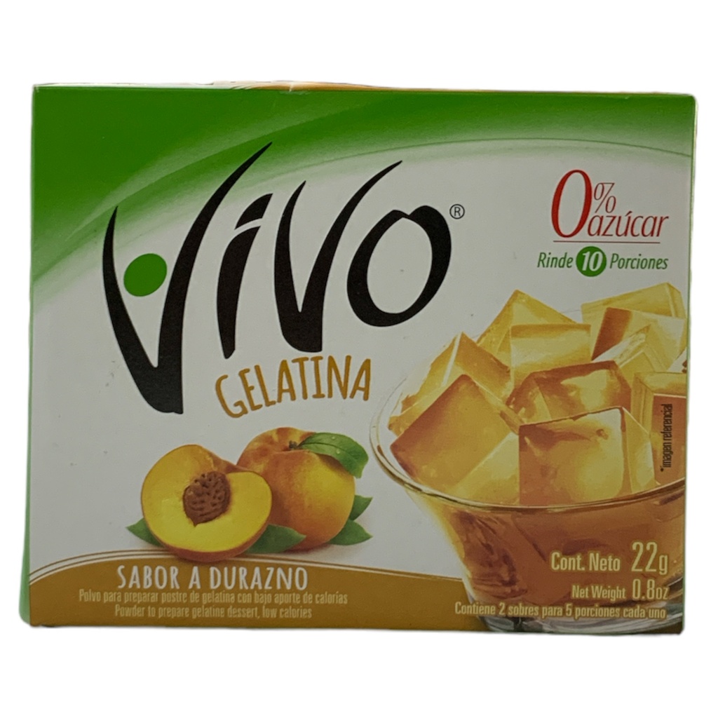GELATINA VIVO ZERO AZUCAR-SABOR DURAZNO 22GR