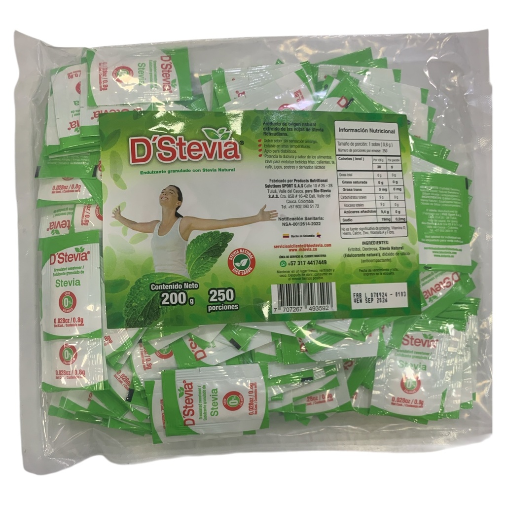 BOLSA 200 GR D´STEVIA 250 SOBRES ERBA DOLCE