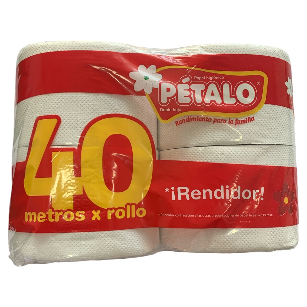 PAPEL HIGIENICO PETALO 400 HOJAS DOBLES (PACK 4 ROLLOS)
