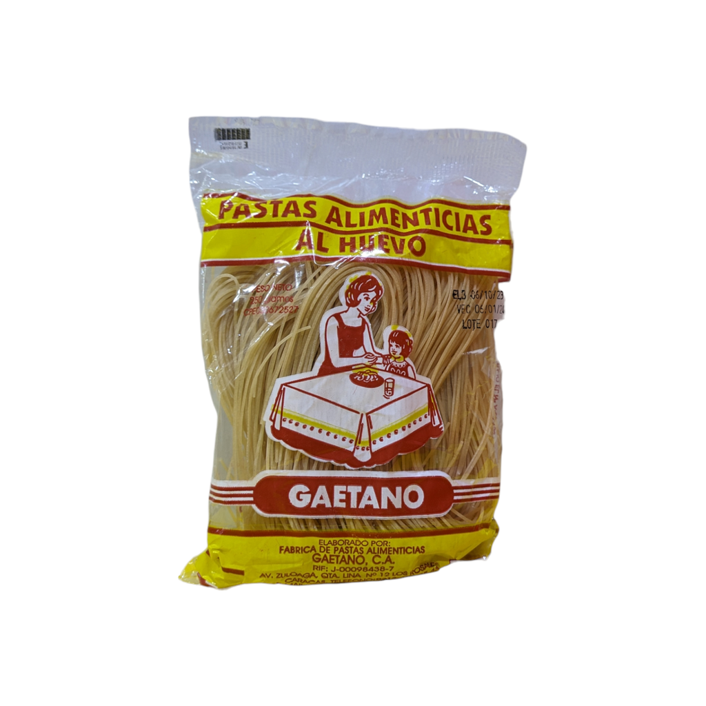 PASTA ALIMENTICIAS AL HUEVO FIDEOS GAETANO 250GR