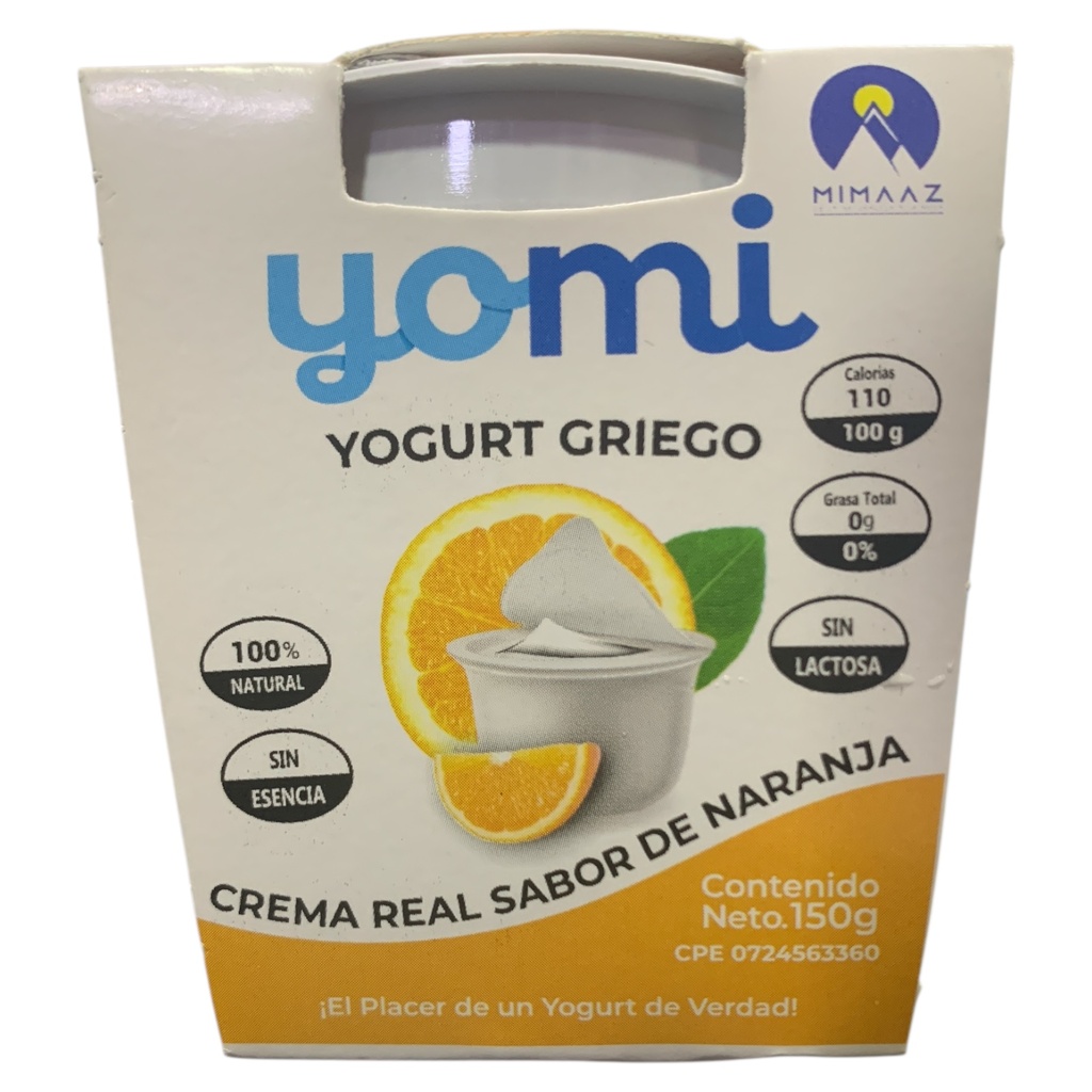 YOGURT GRIEGO YOMI CREMA REAL NARANJA 150GR
