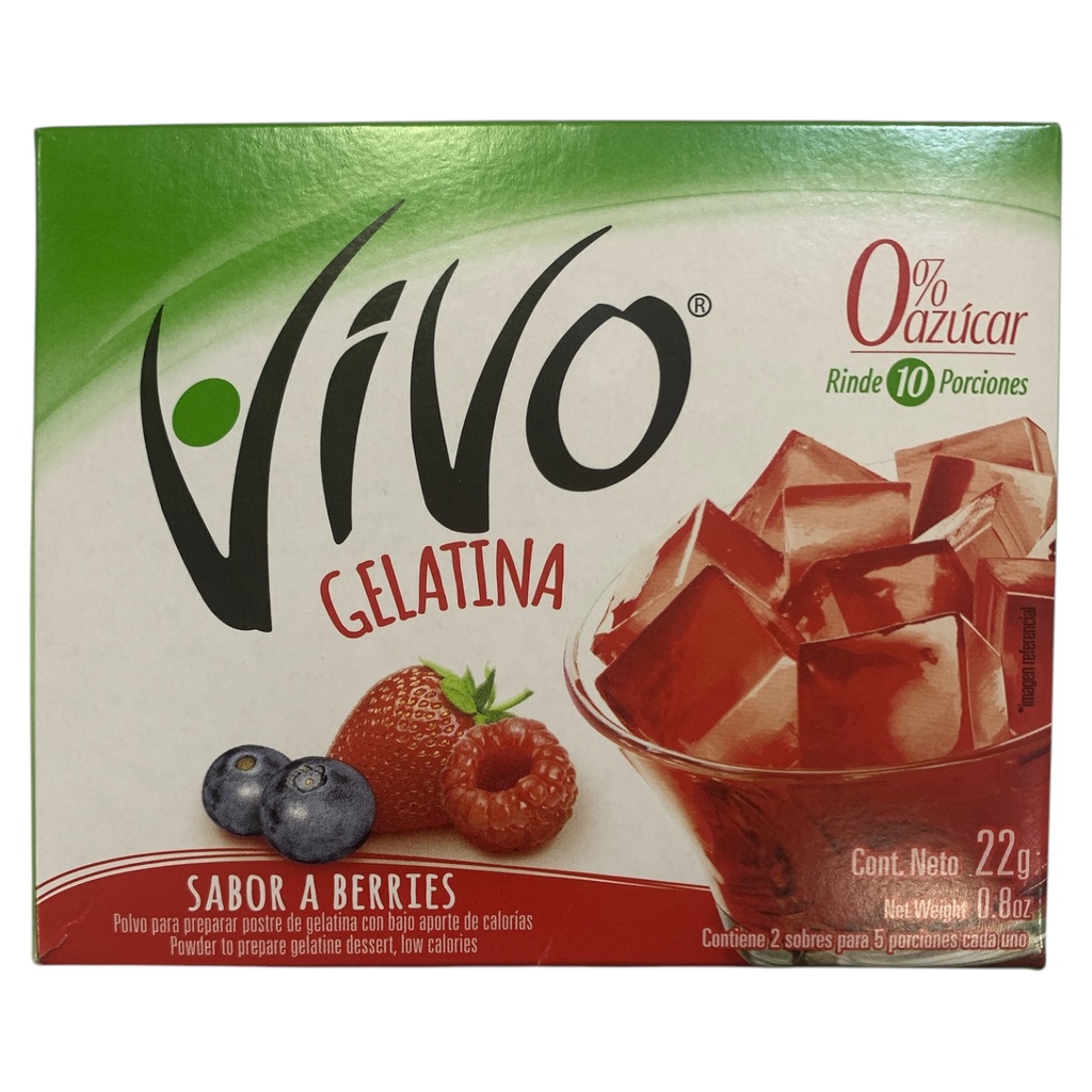 GELATINA VIVO ZERO AZUCAR-SABOR BERRIES 22GR