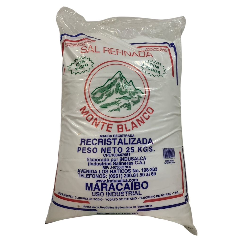 SAL EVAPORADA REFINADA GOURMET MONTE BLANCO 25KG