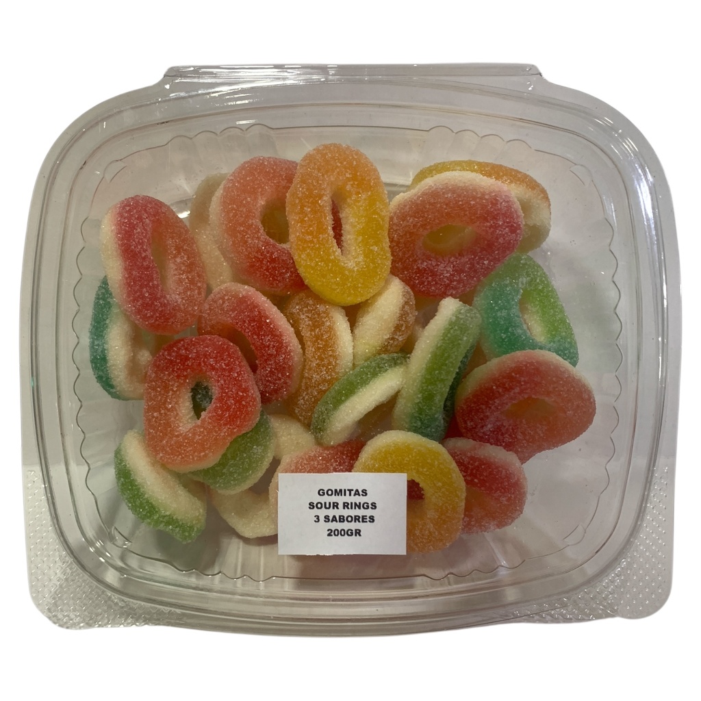 GOMITAS 2D SOUR RINGS TRES SABORES POR KG