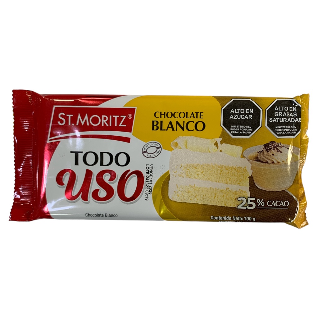 TODO USO CHOCOLATE BLANCO ST MORITZ 100GR