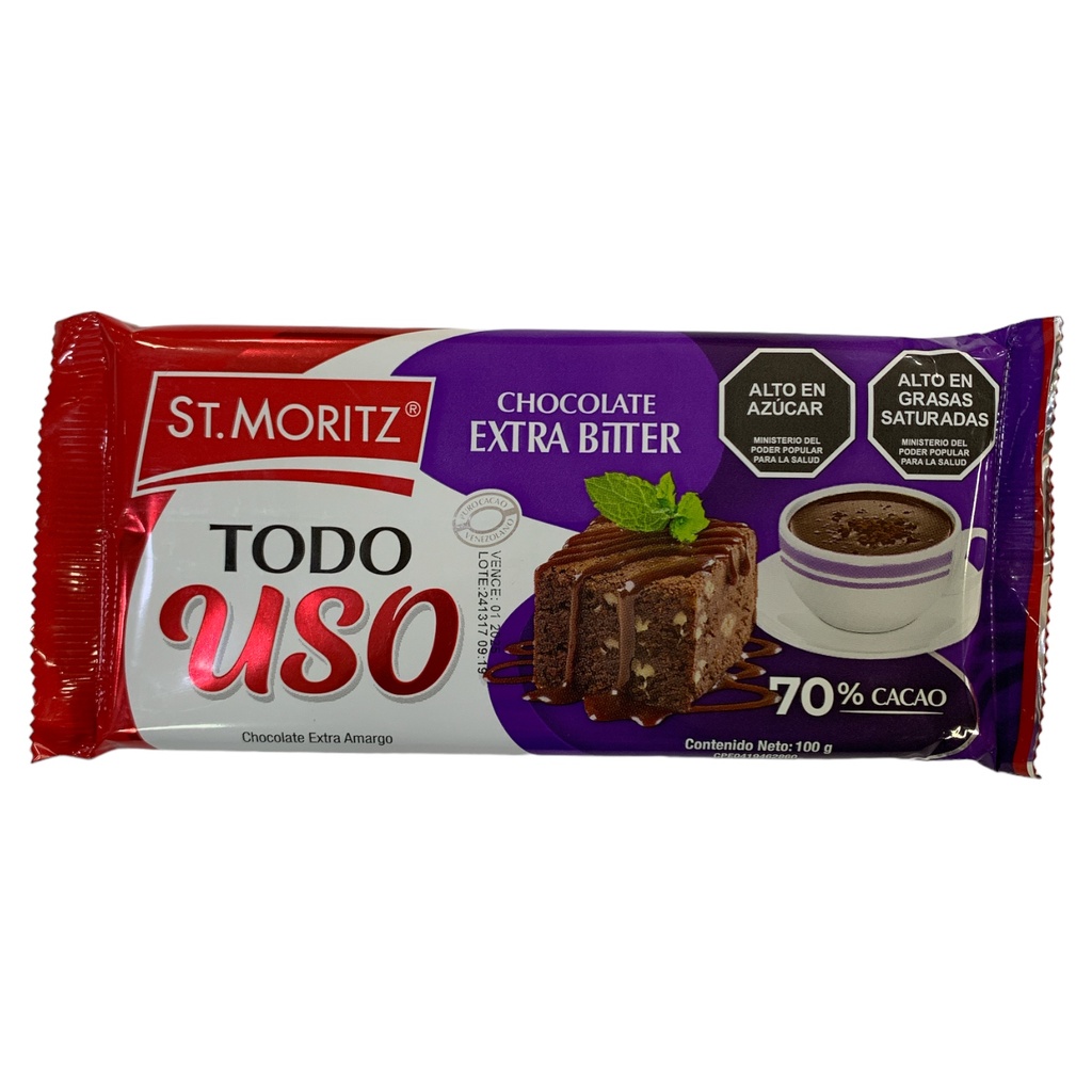 TODO USO CHOCOLATE EXTRA BITTER ST MORITZ 100GR