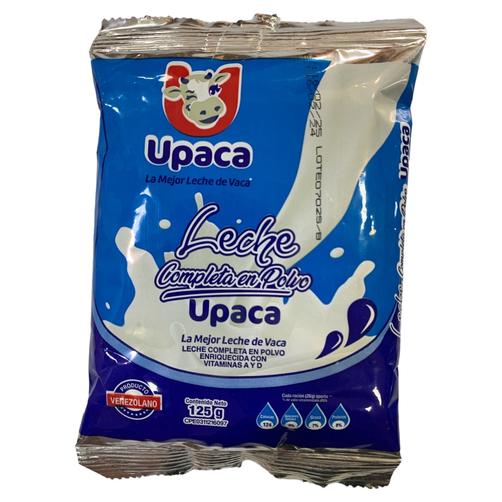LECHE COMPLETA EN POLVO UPACA 125 GR