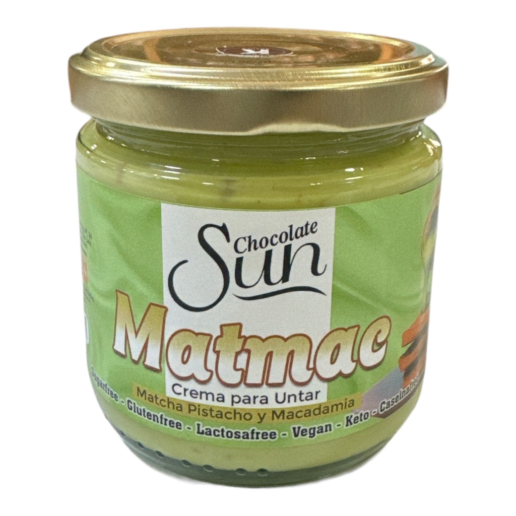 CREMA PARA UNTAR DE MATCHA, PISTACHO Y MACADAMIA MATMAC 300GR SUN