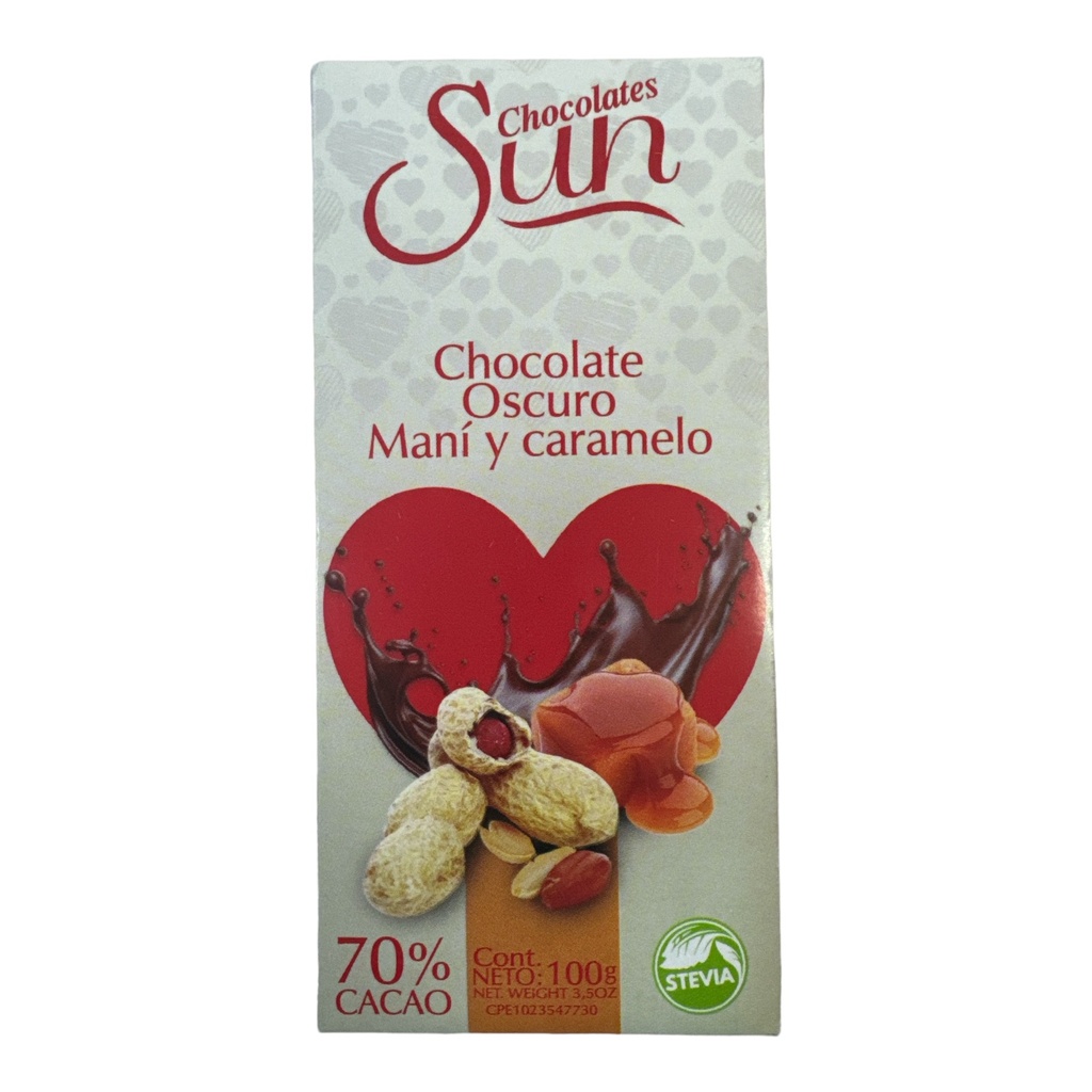 CHOCOLATE SUN OSCURO CON MANI Y CARAMELO 100 GR