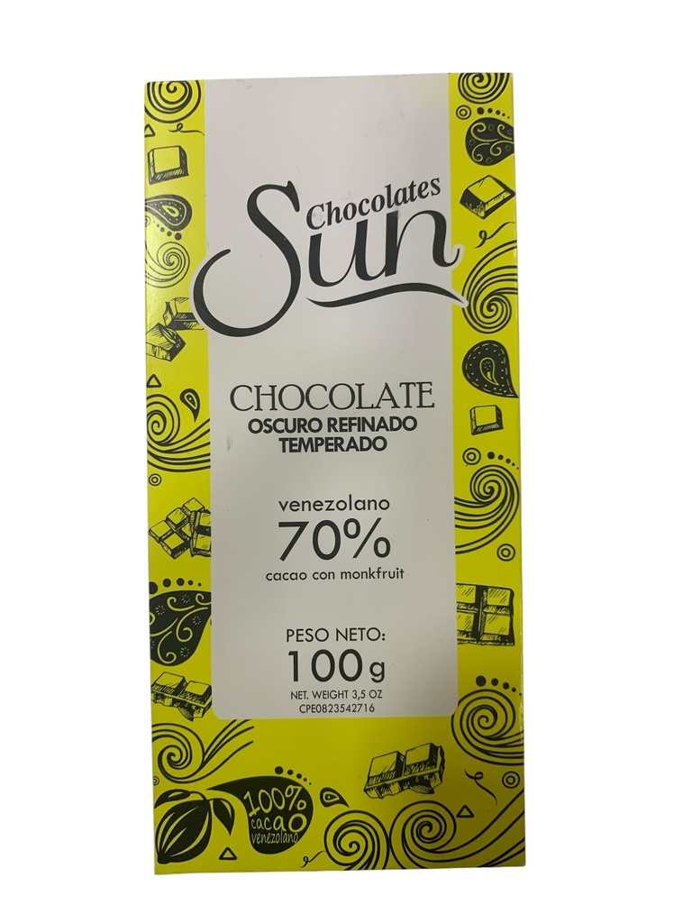 CHOCOLATE OSCURO REFINADO TEMPERADO SUN 100GR