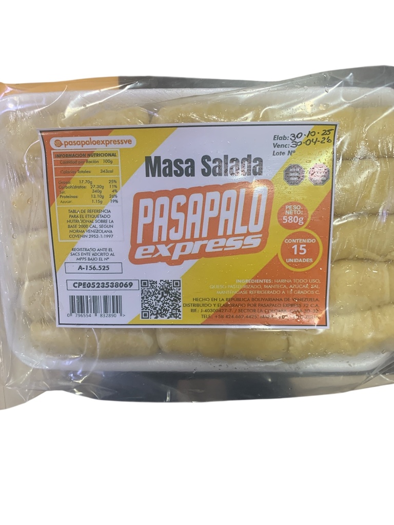 TEQUEÑOS MASA SALADA PASAPALO EXPRESS 15UND