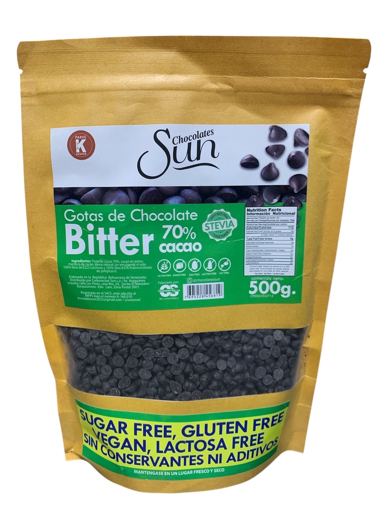 GOTAS DE CHOCOLATE OSCURO ENDULZADAS CON STEVIA SUN