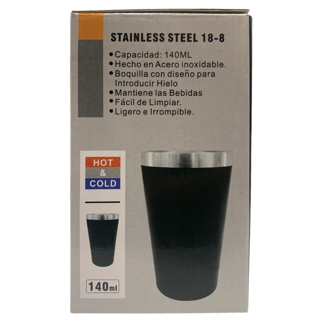 VASO PARA MATE EN ACERO INOXIDABLE COLORES STAINLESS 140 ML