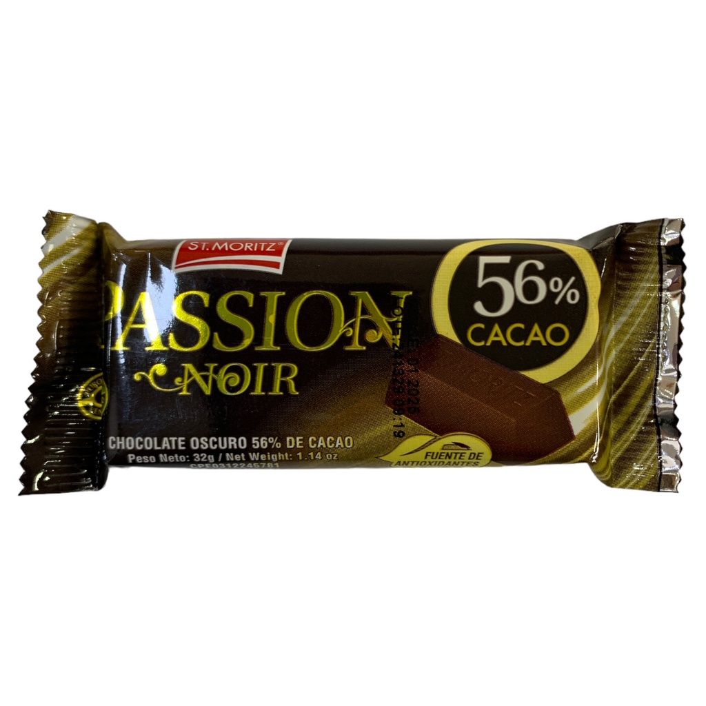 CHOCOLATE OSCURO 56% CACAO PASSION NOIR 32GR ST MORITZ