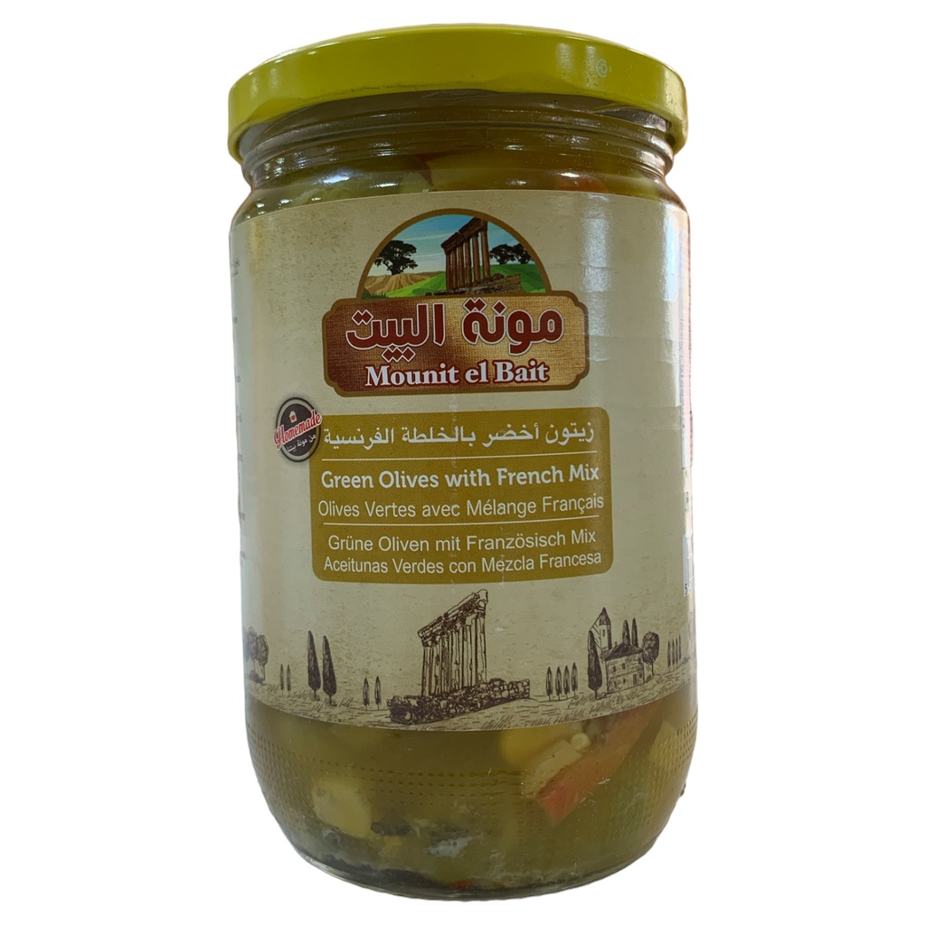 ENCURTIDO ACEITUNAS VERDES CON MEZCLA FRANCESA 660G MAUNIT EL BAIT