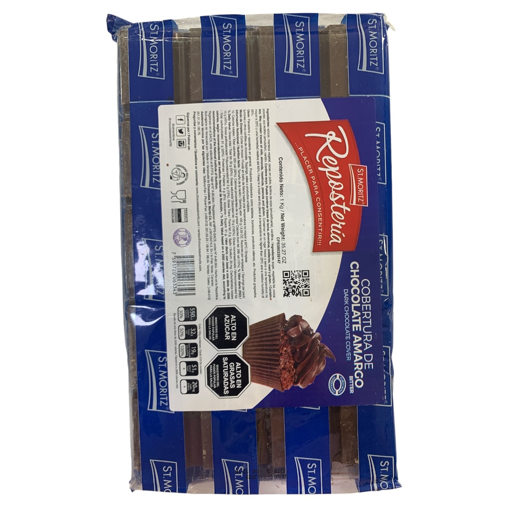 COBERTURA CHOCOLATE AMARGO ST MORITZ AZUL 1KG