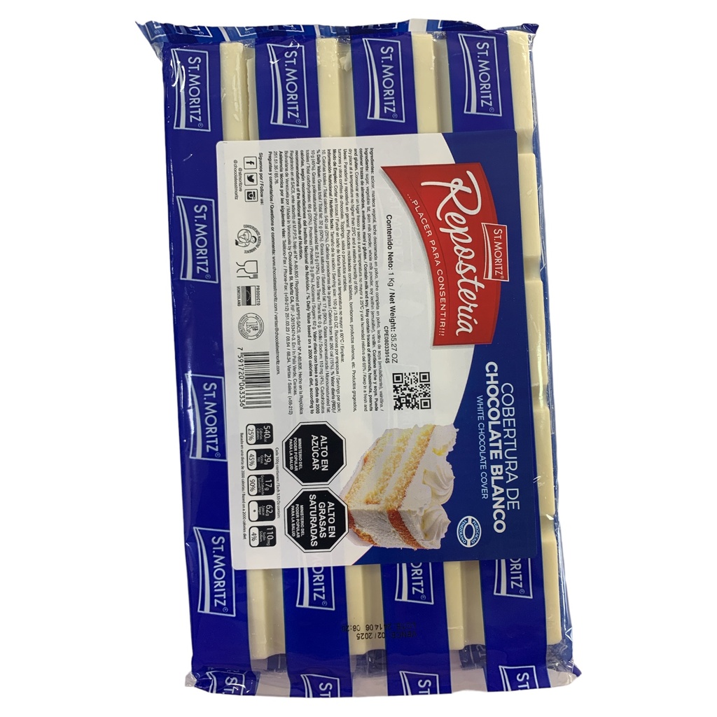COBERTURA CHOCOLATE BLANCO ST MORITZ AZUL 1KG