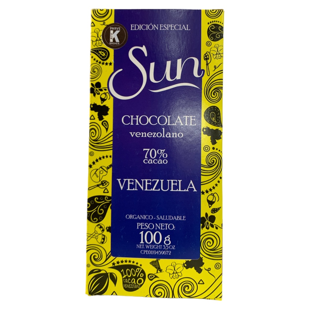 CHOCOLATE SUN VENEZUELA 70% CACAO 100GR