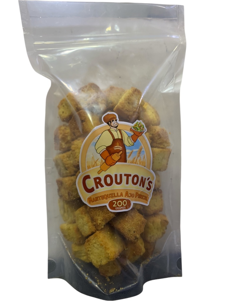 CROUTONS DE MANTEQUILLA AJO Y PEREJIL 200GR X UND PAN&ARTE