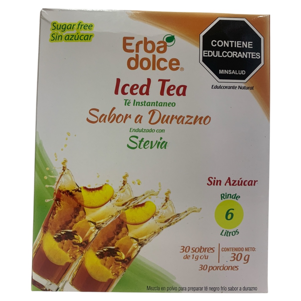 ICED TEA ERBA DOLCE DURAZNO DE 30 SOB. 30GR