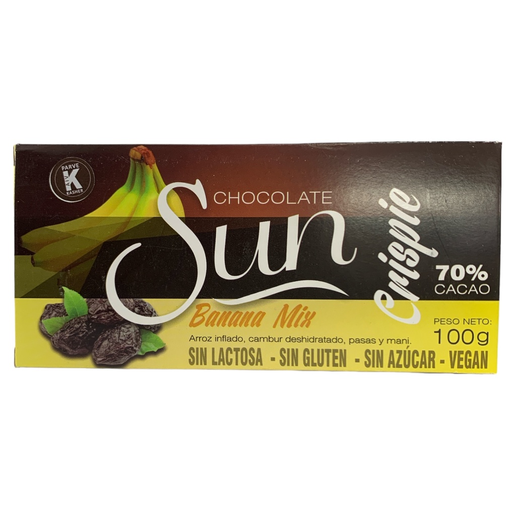 CHOCHOLATE SUN BANANA MIX 70% CACAO 100GR