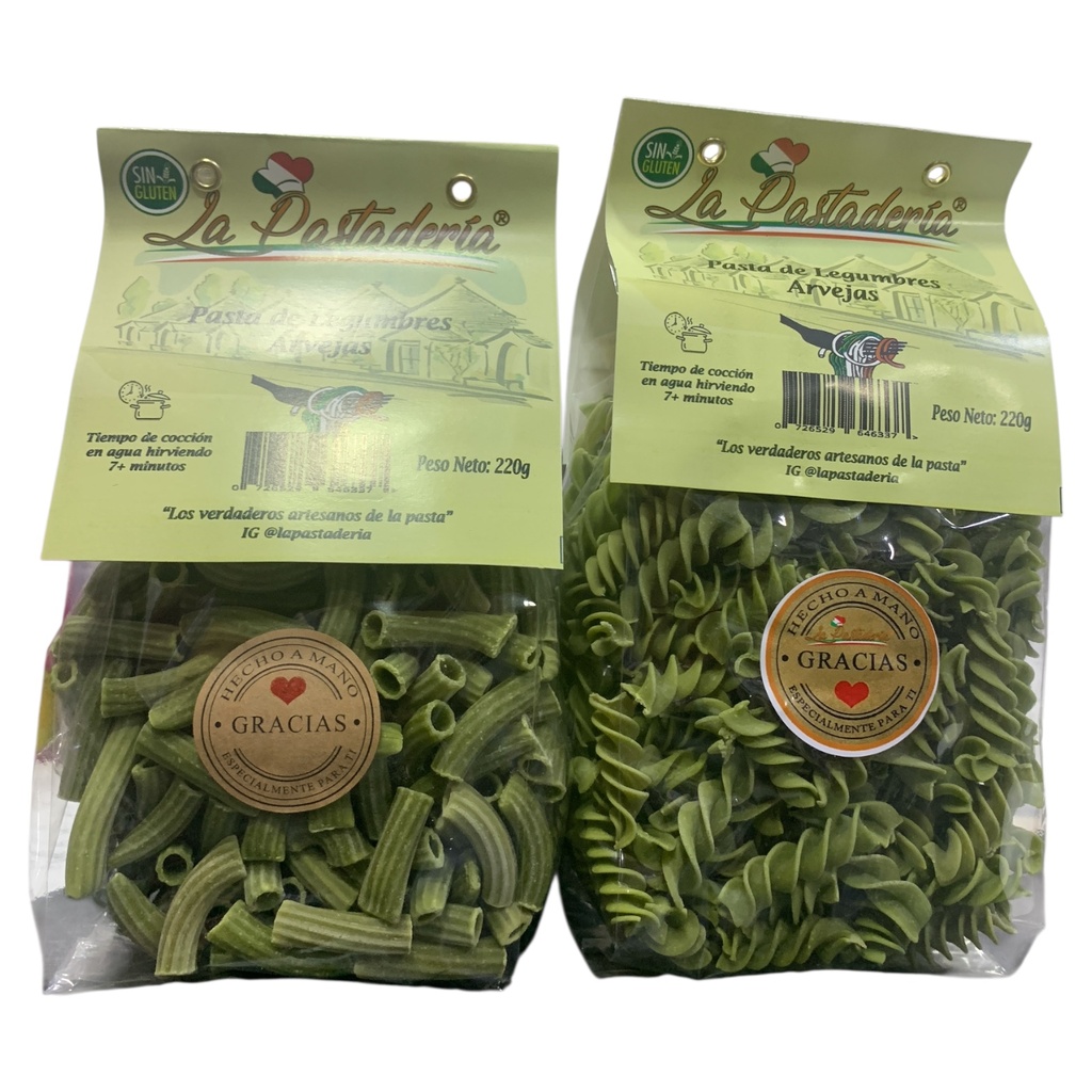 PASTA DE LEGUMBRES TORNILLO/MACARRON ARVEJAS 220GR LA PASTADERIA