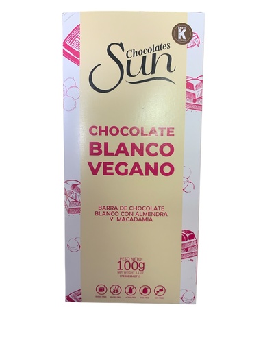 [K5] CHOCOLATE SUN BLANCO VEGAN 40% ALMENDRA Y MACADAMIA 100GR