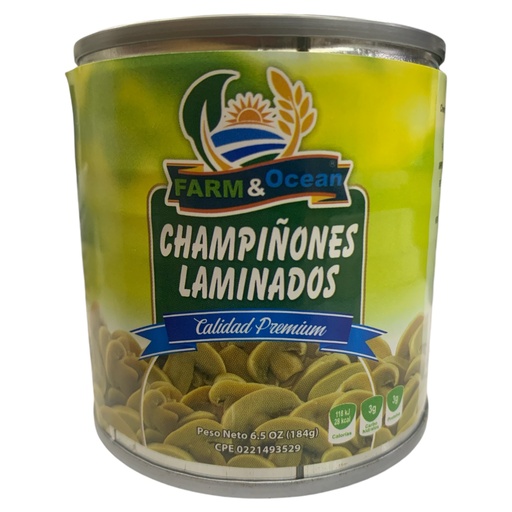 [K61] CHAMPIÑONES LAMINADOS FARM & OCEAN 184GR