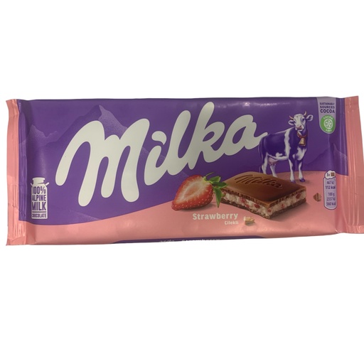 [K121] CHOCOLATE FRESA MILKA 100 GR (STRAWBERRY)