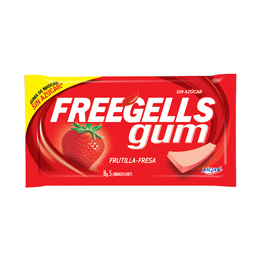 [K498] CHICLE FREEGELLS DE FRESA 8GR