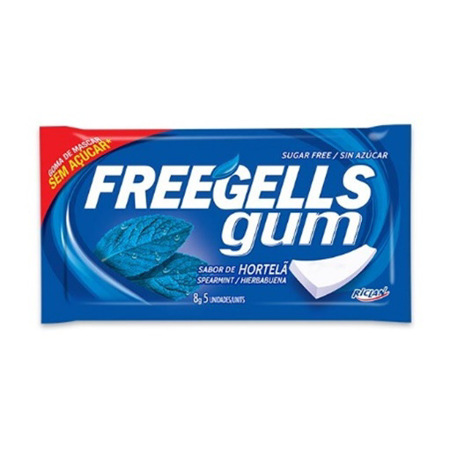 [K2528] CHICLE FREEGELLS HIERBABUENA AZUL 8GR