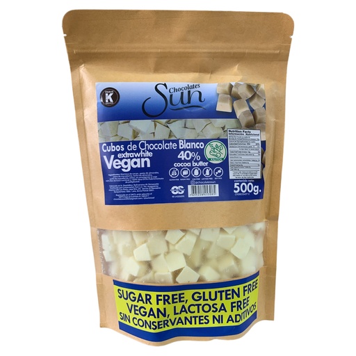 [K522] CHOCOLATE SUN CUBOS BLANCOS VEGAN 500GR 40% BUTTER