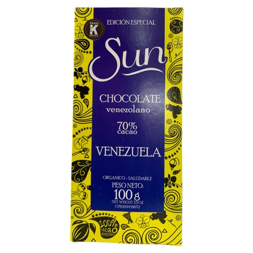 [K595] CHOCOLATE SUN VENEZUELA 70% CACAO 100GR
